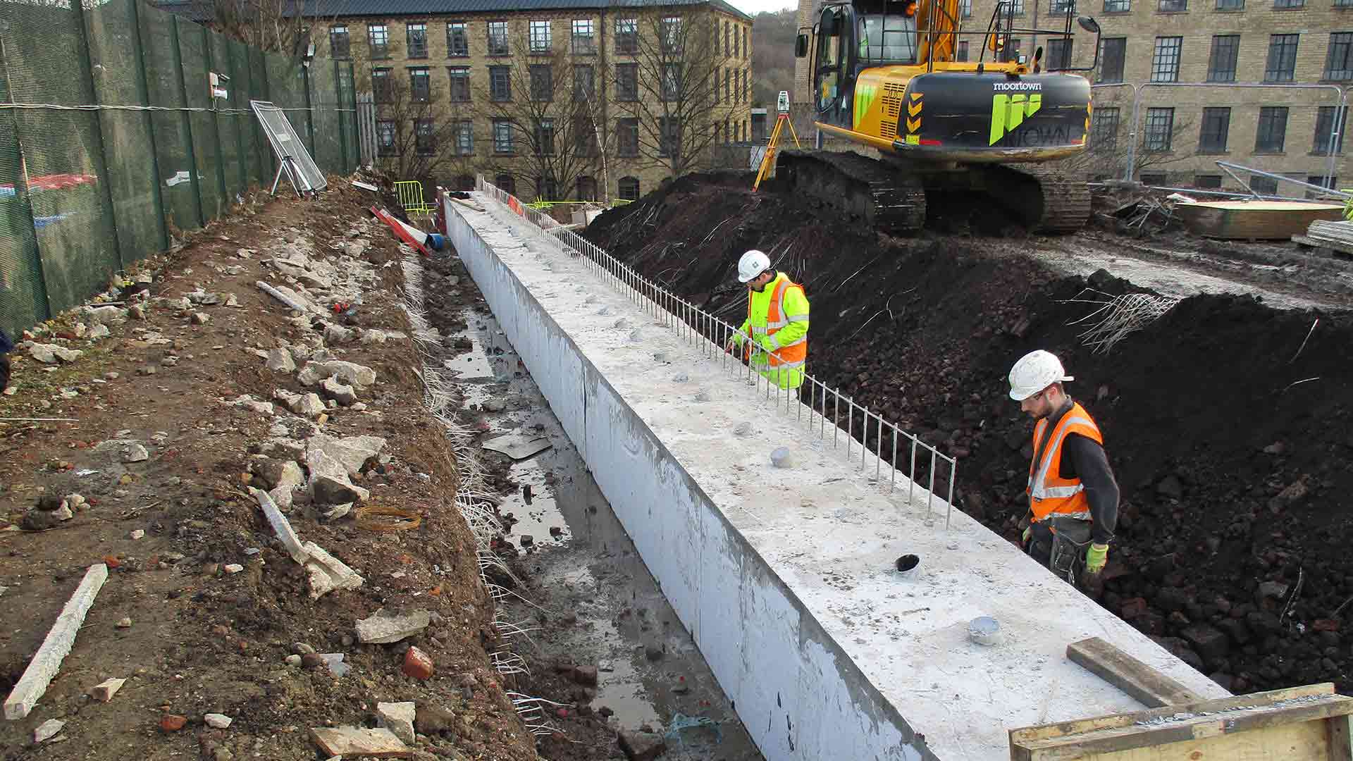 image of the capping beam that has been constructed on top of the contiguous pile wall