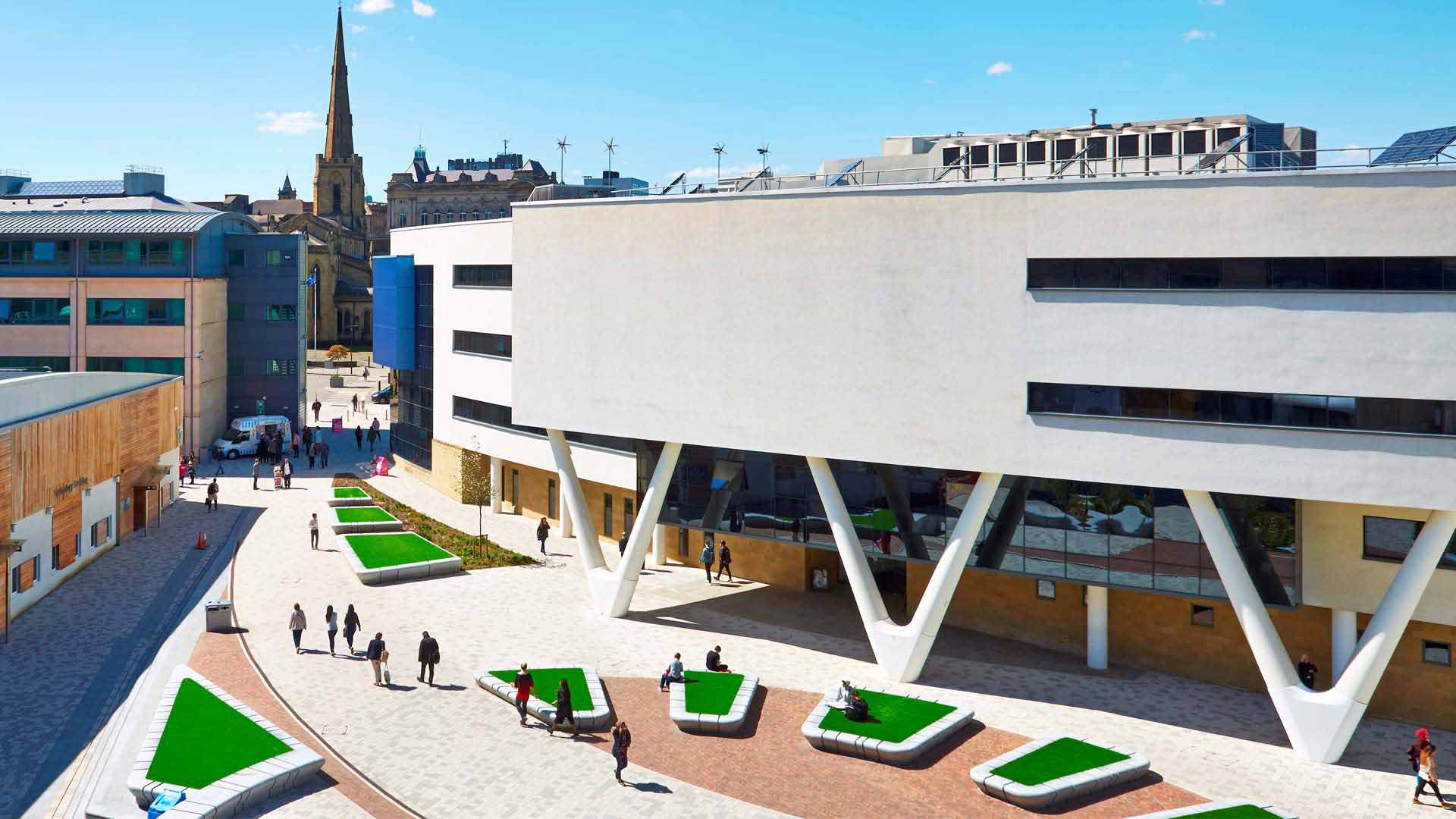 Picture looking down on University Square from the Schwann Building