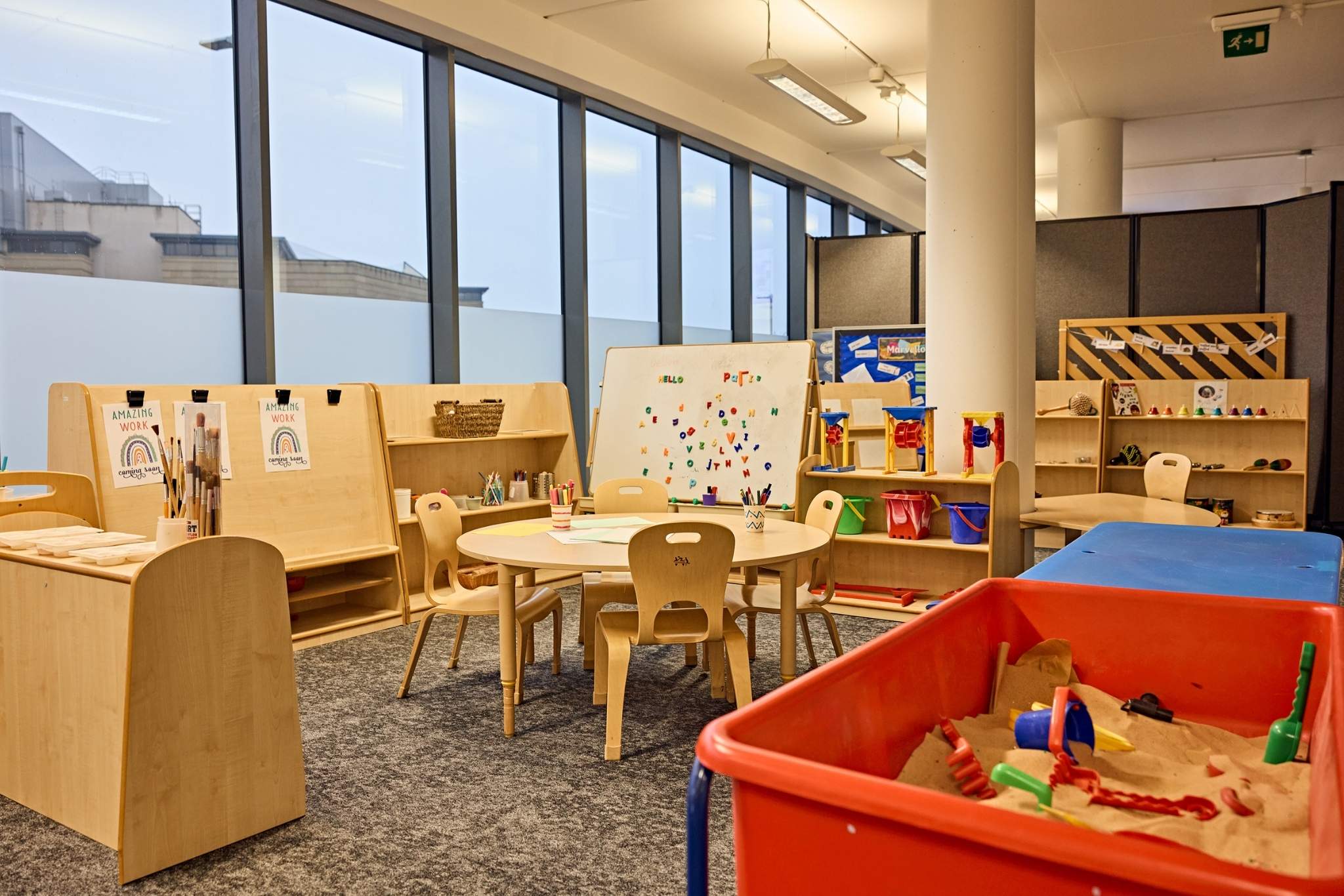 Primary and Early Years specialist classroom with chairs and table