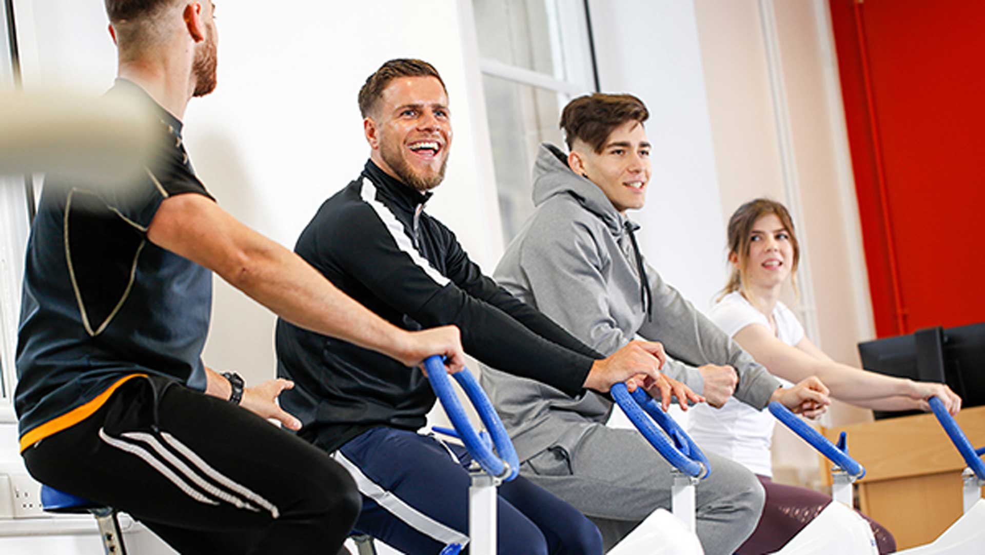 Sport Science students on exercise bikes