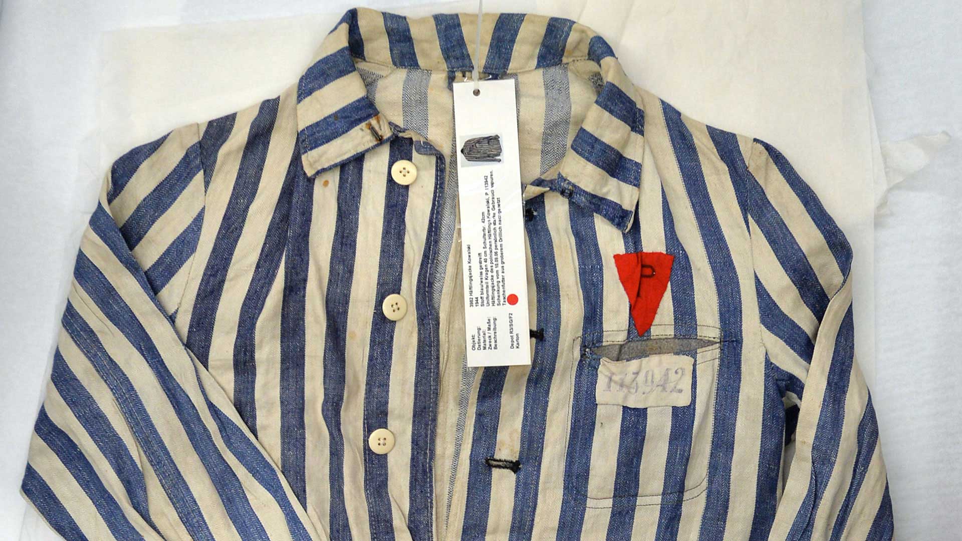 WWII concentration camp prisoner's uniform belonging to Mieczyslaw Kowalski
